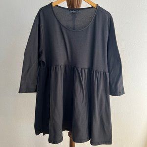 Ice Silk Size 3XL Gray Flared Sleeve Round Neck Peplum Knitted Mini Dress